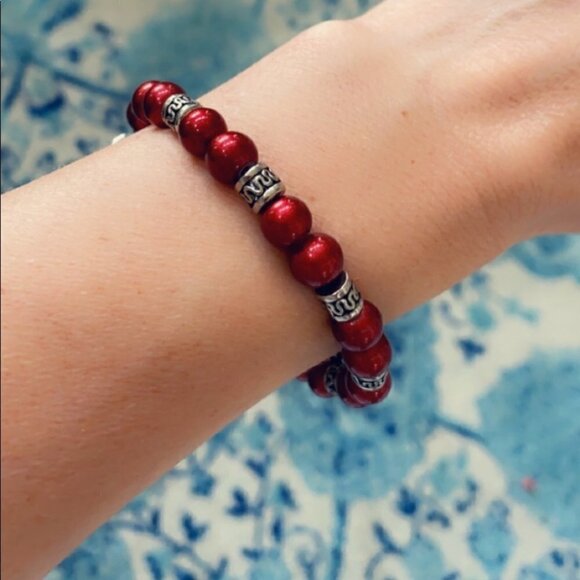 Red and Silver Adjustable Wrap Bracelet - Picture 5 of 8